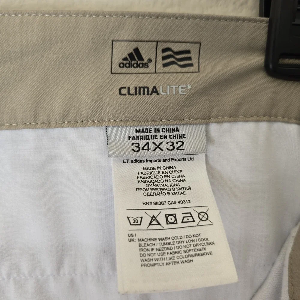 Adidas Men ClimaLite Tan Performance Golf Pants 34x32 Stretch Athleisure Outdoor
